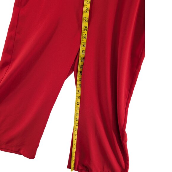 Harlyn Twist Front Jumpsuit Womens Solid Red Short Sleeve Wide Leg Size S - Picture 9 of 13